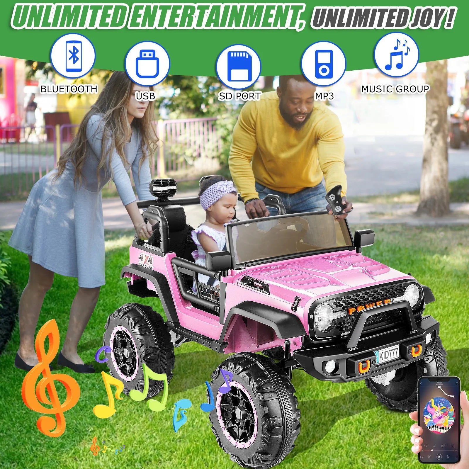 Truck Electric Car 4WD/2WD Switchable 7AH Battery Powered Ride on Toy