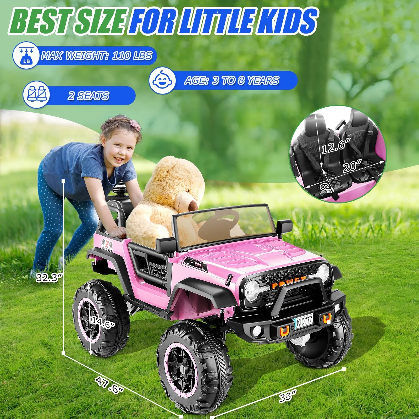 Truck Electric Car 4WD/2WD Switchable 7AH Battery Powered Ride on Toy