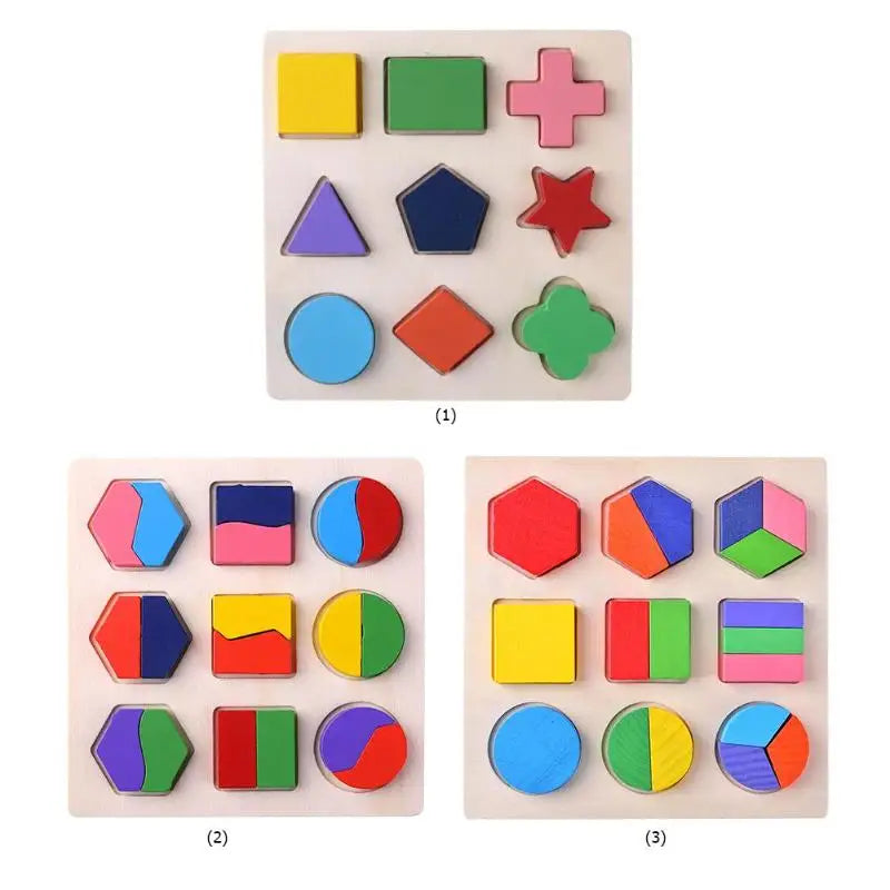 Wooden Geometric Shapes Montessori Puzzle