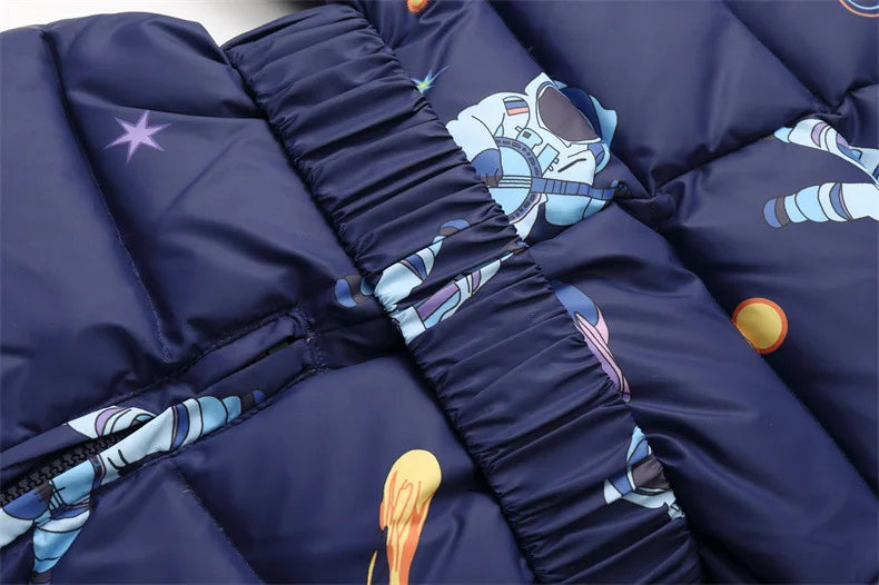Children Winter Overalls Waterproof Hooded Girl Down Jacket Baby Boy Warm Jumpsuit Toddler Girl Faux Fur Ski Suit Kids Snowsuit