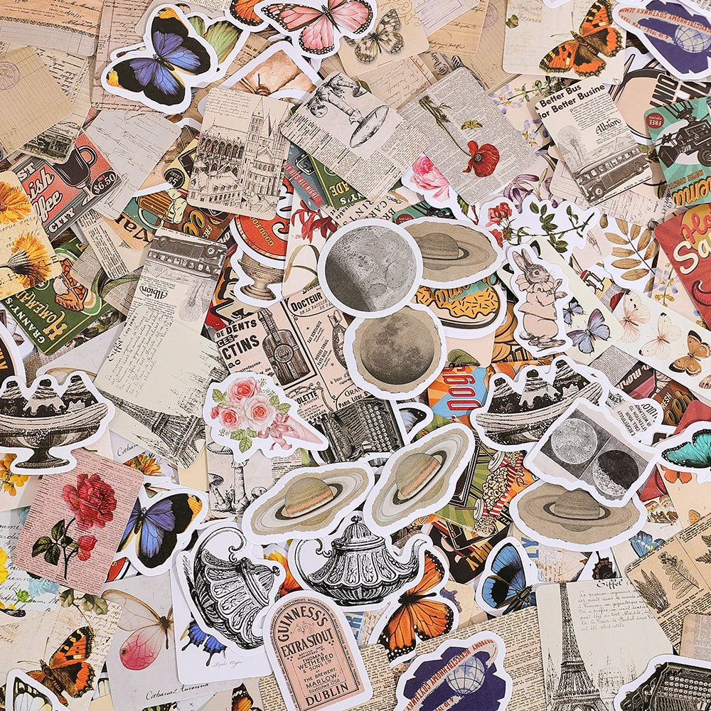 JIANQI Cute Stickers Film Paper Junk Journal Art Collage