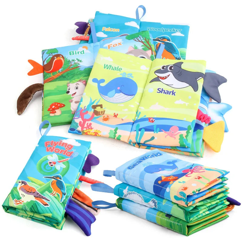 Cartoon Animals Tail Baby Cloth Book