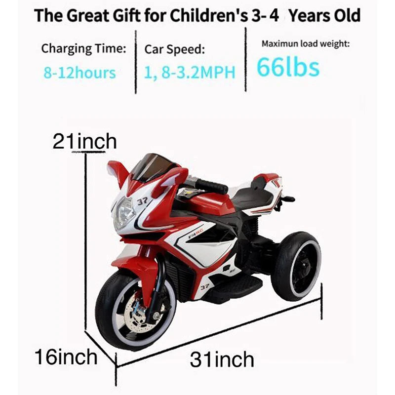 Plastic Red 6V Kids Electric motorcycle