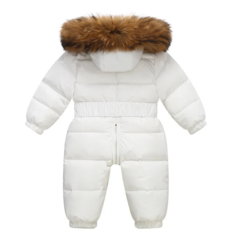 Children Winter Overalls Waterproof Hooded Girl Down Jacket Baby Boy Warm Jumpsuit Toddler Girl Faux Fur Ski Suit Kids Snowsuit