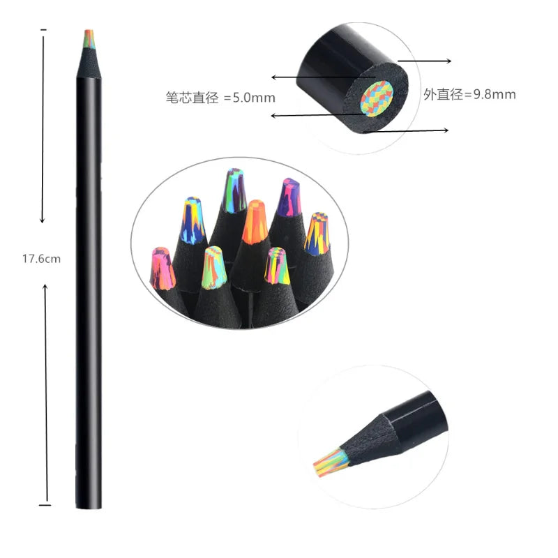 4pcs Pastel 7-Color Concentric Gradient Rainbow Pencil Set – Kawaii Stationery