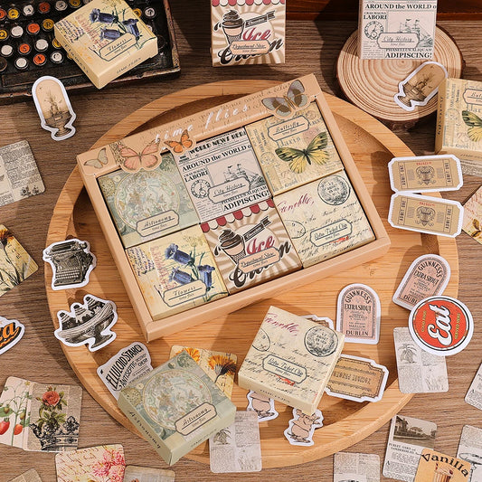 JIANQI Cute Stickers Film Paper Junk Journal Art Collage