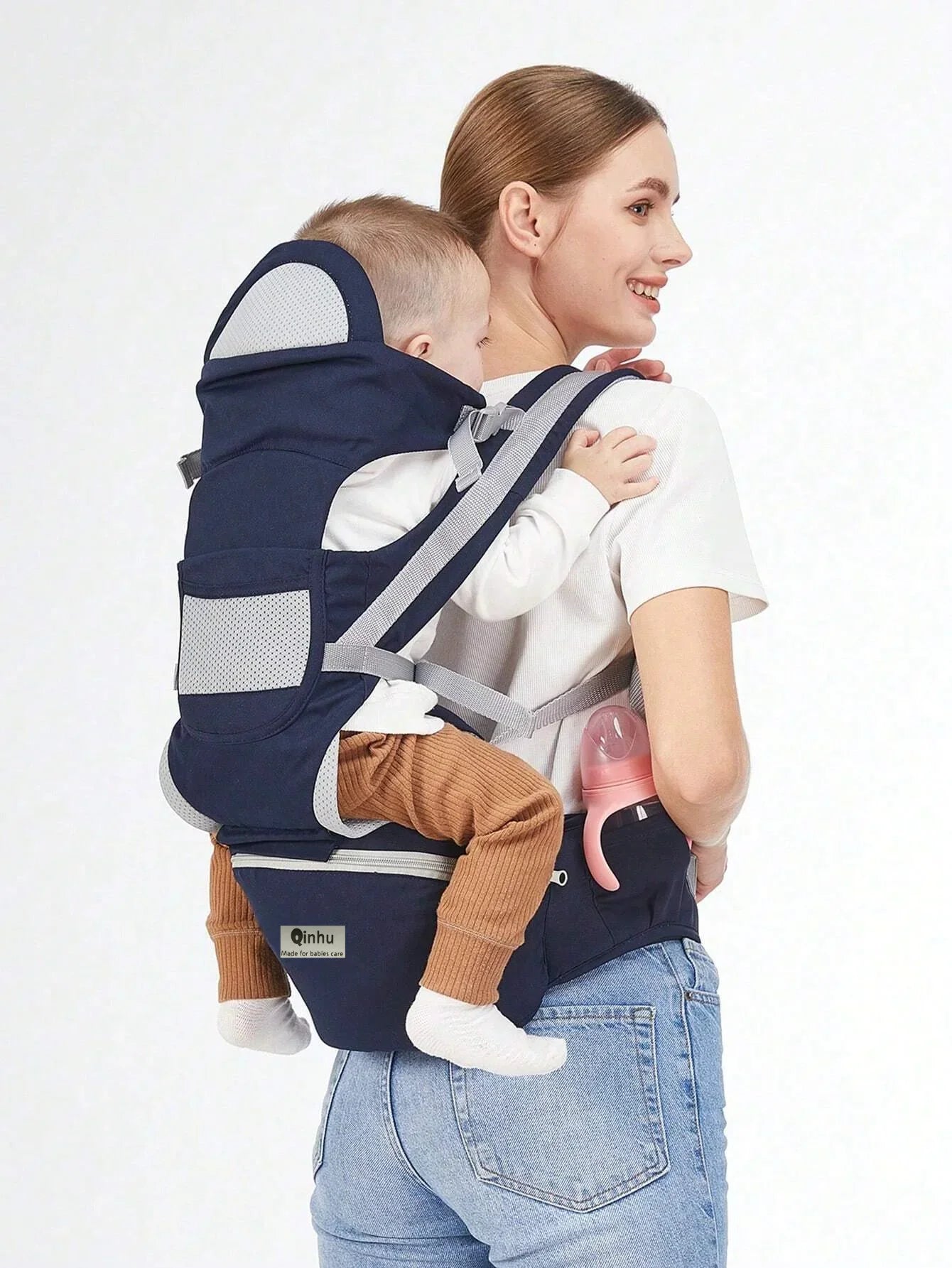 Adjustable Ergonomic Baby Carrier With Hip Seat