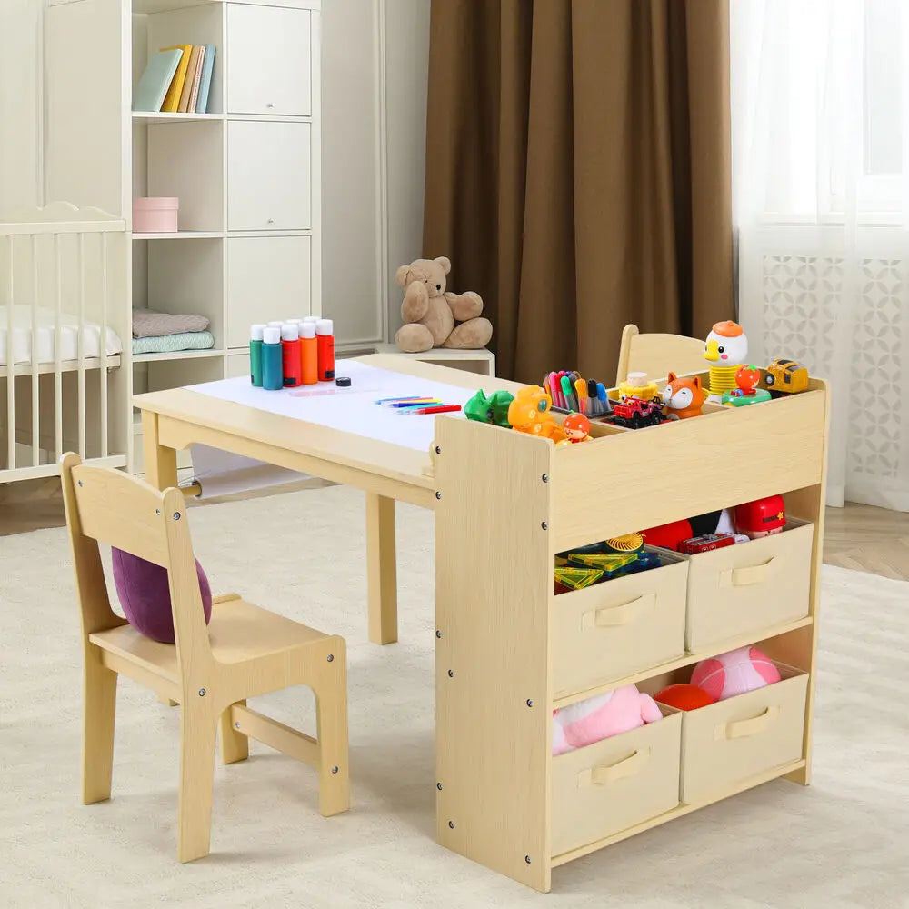 Kids Art Table and Chair Set with Storage and Accessories