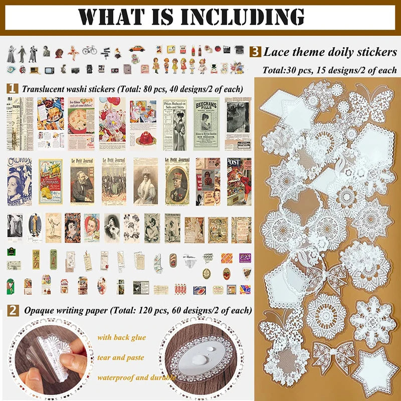 Vintage Journaling Scrapbooking Stickers