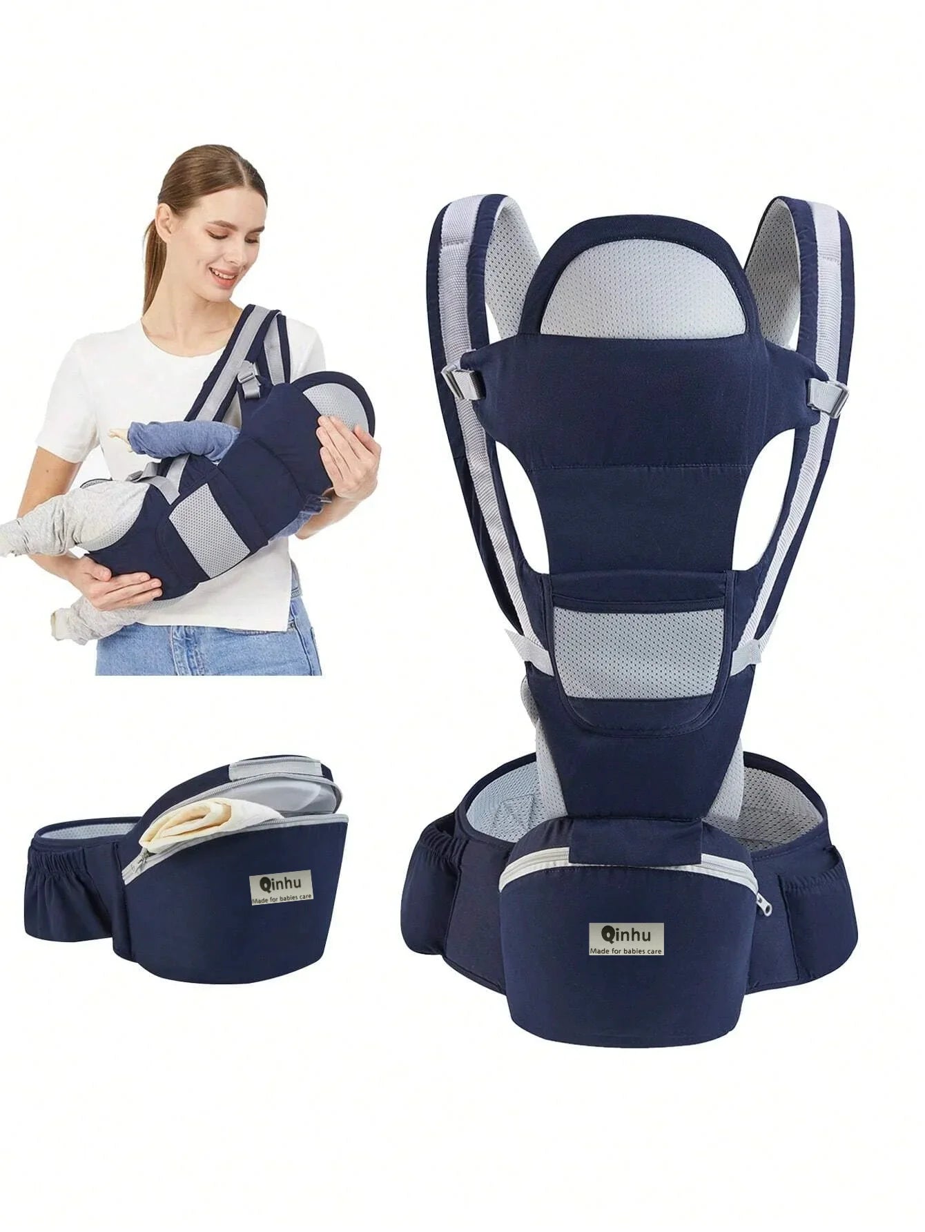 Adjustable Ergonomic Baby Carrier With Hip Seat