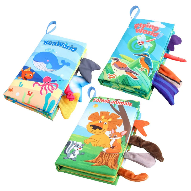 Cartoon Animals Tail Baby Cloth Book