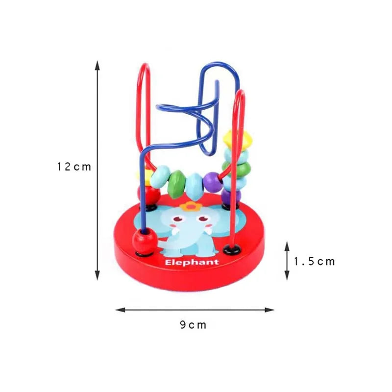 Circles Bead Wire Maze Roller Coaster for Children Montessori Wooden Toys