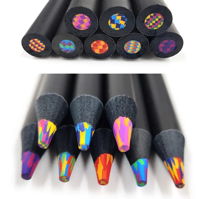 4pcs Pastel 7-Color Concentric Gradient Rainbow Pencil Set – Kawaii Stationery