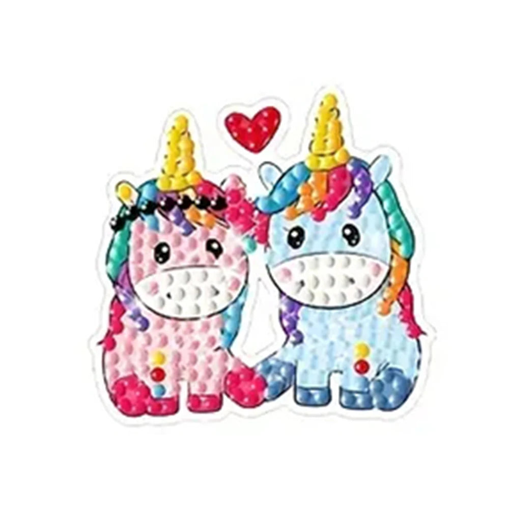 5D Children's Diamond Painting Sticker Craft Art Handmade DIY Cute Cartoon Animal Theme 6-12 Year Old Children's Gift