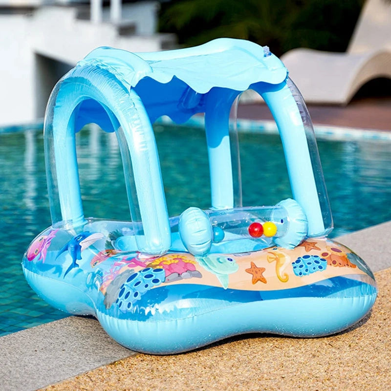 Inflatable Baby Swimming Float with Sun Canopy