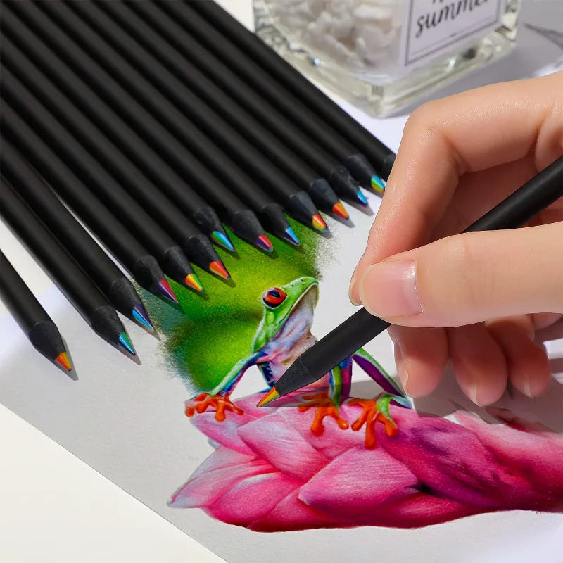 4pcs Pastel 7-Color Concentric Gradient Rainbow Pencil Set – Kawaii Stationery
