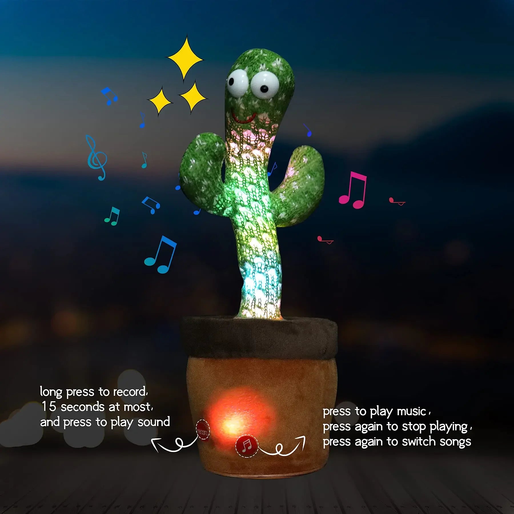 Rechargeable Dancer Cactus Glowing Dancing Electronic