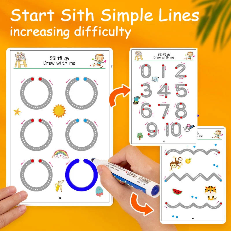 136-Page Montessori Drawing & Pen Control Training Set – Educational Toy for Toddlers