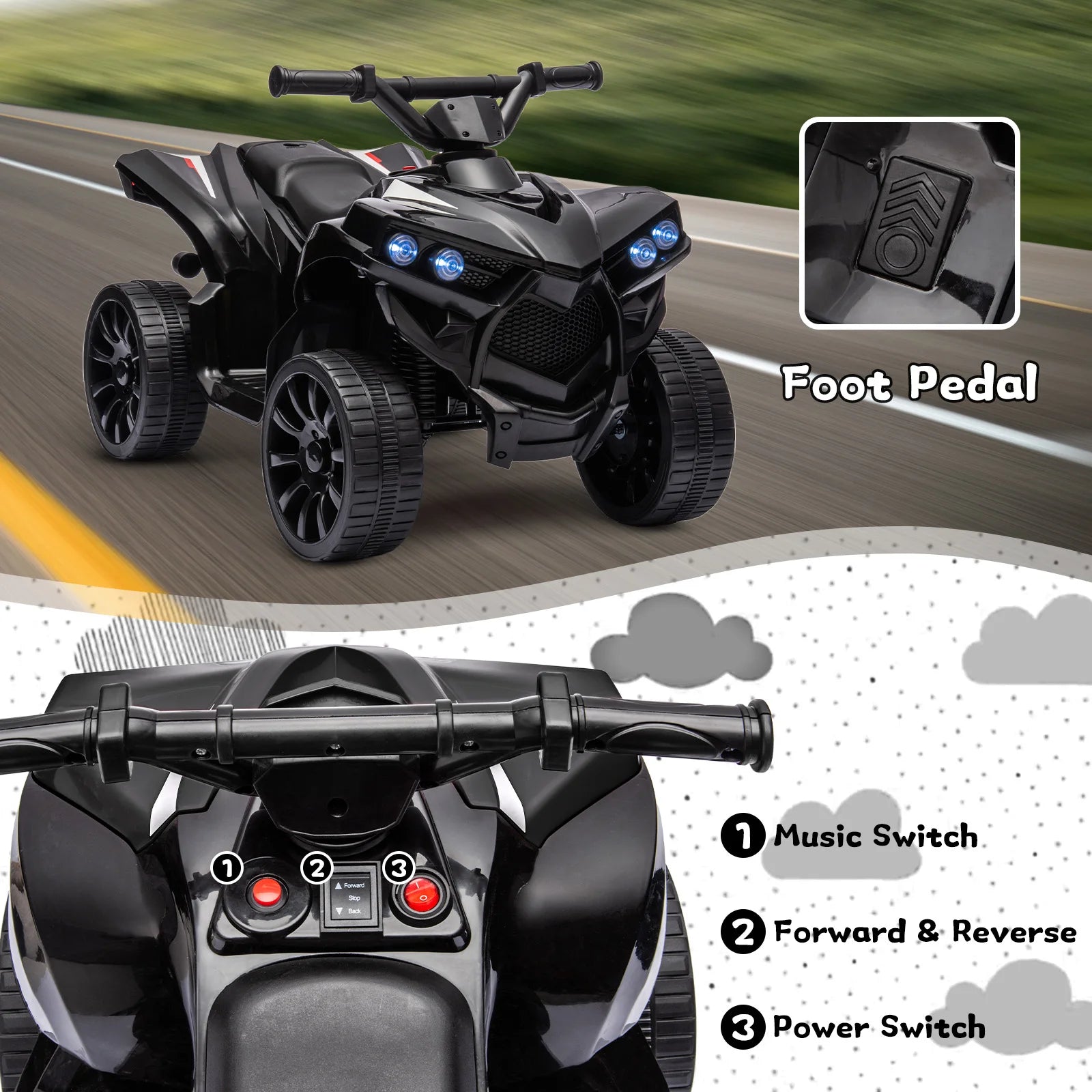 Ride on Quad Car Toy with LED Lights