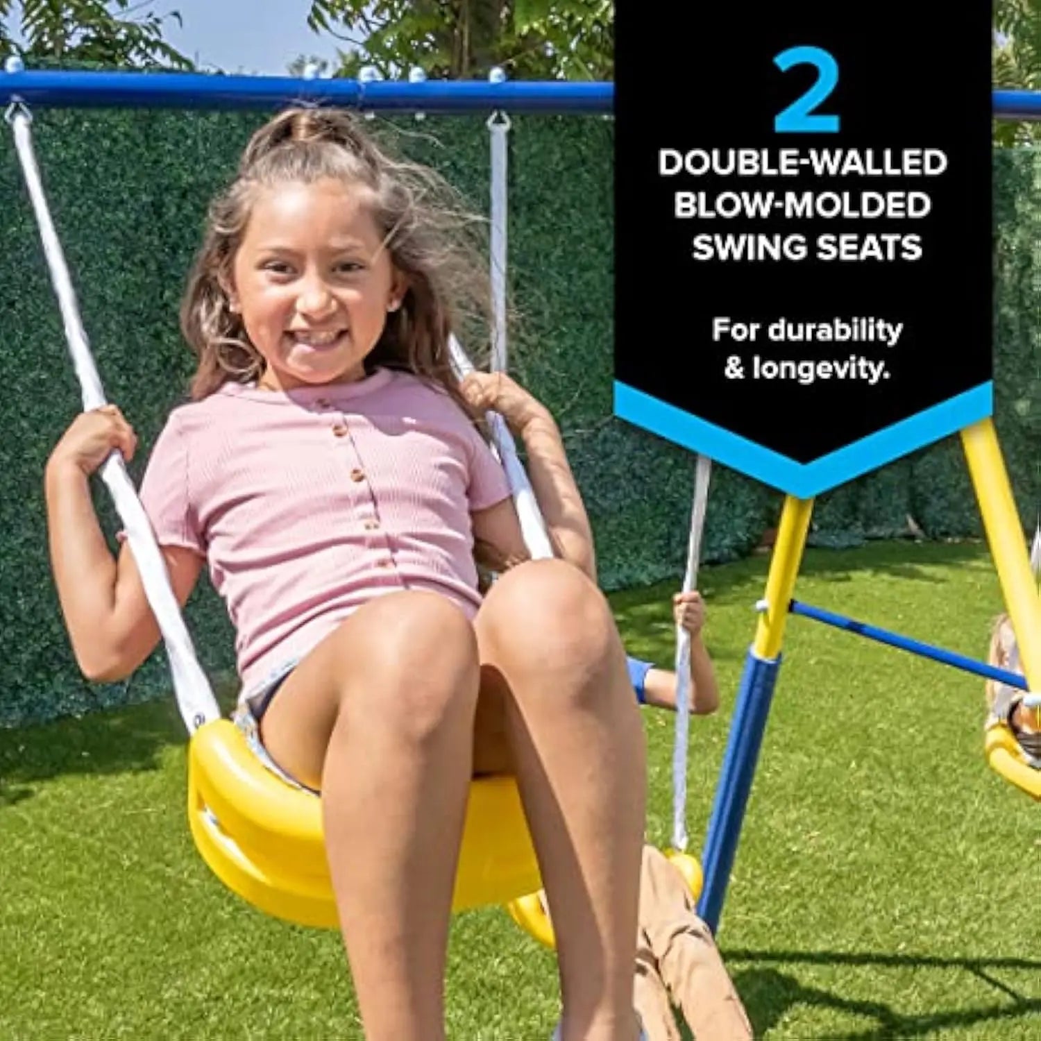 Super Star Outdoor Kids Metal Swing Set: 2 Swings, 1 Flying Saucer, 1 Glider, 1 Wavy Slide - Exceeds ASTM Standards