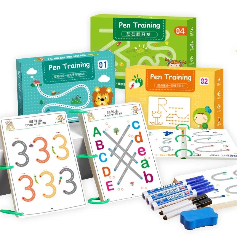 136-Page Montessori Drawing & Pen Control Training Set – Educational Toy for Toddlers