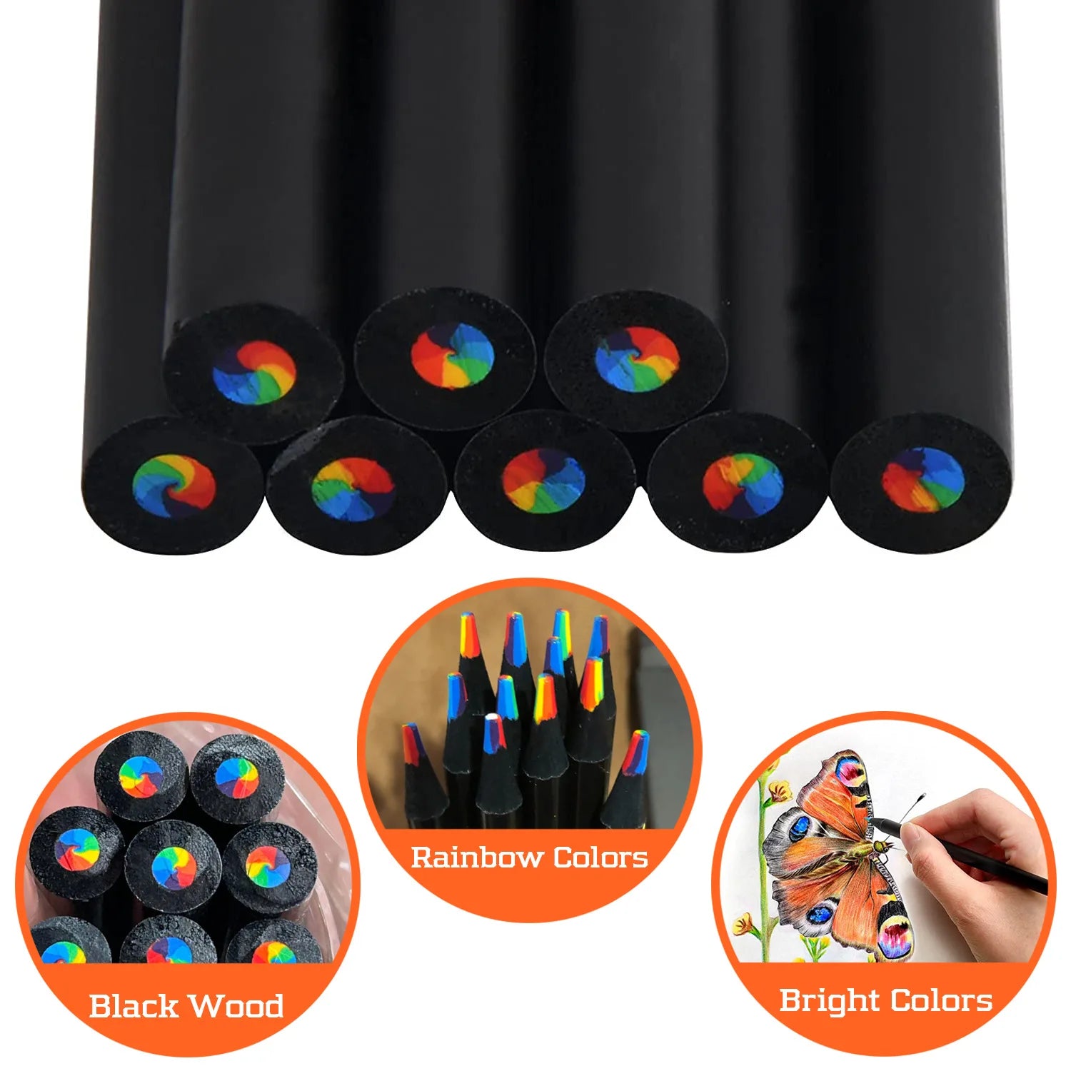 4pcs Pastel 7-Color Concentric Gradient Rainbow Pencil Set – Kawaii Stationery