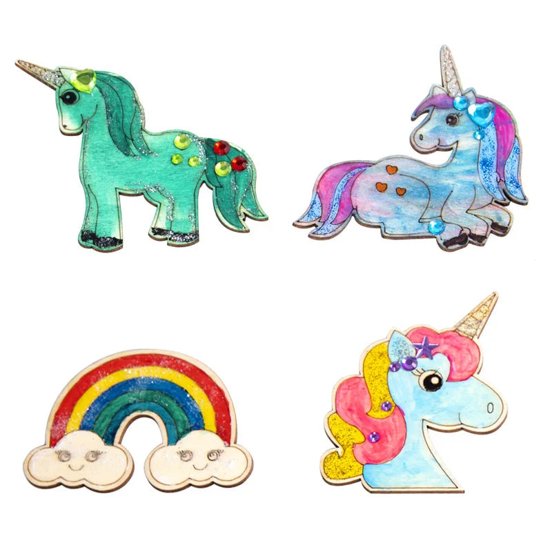 Unicorn Wooden Crafts DIY Painting Wood Slices Ornaments