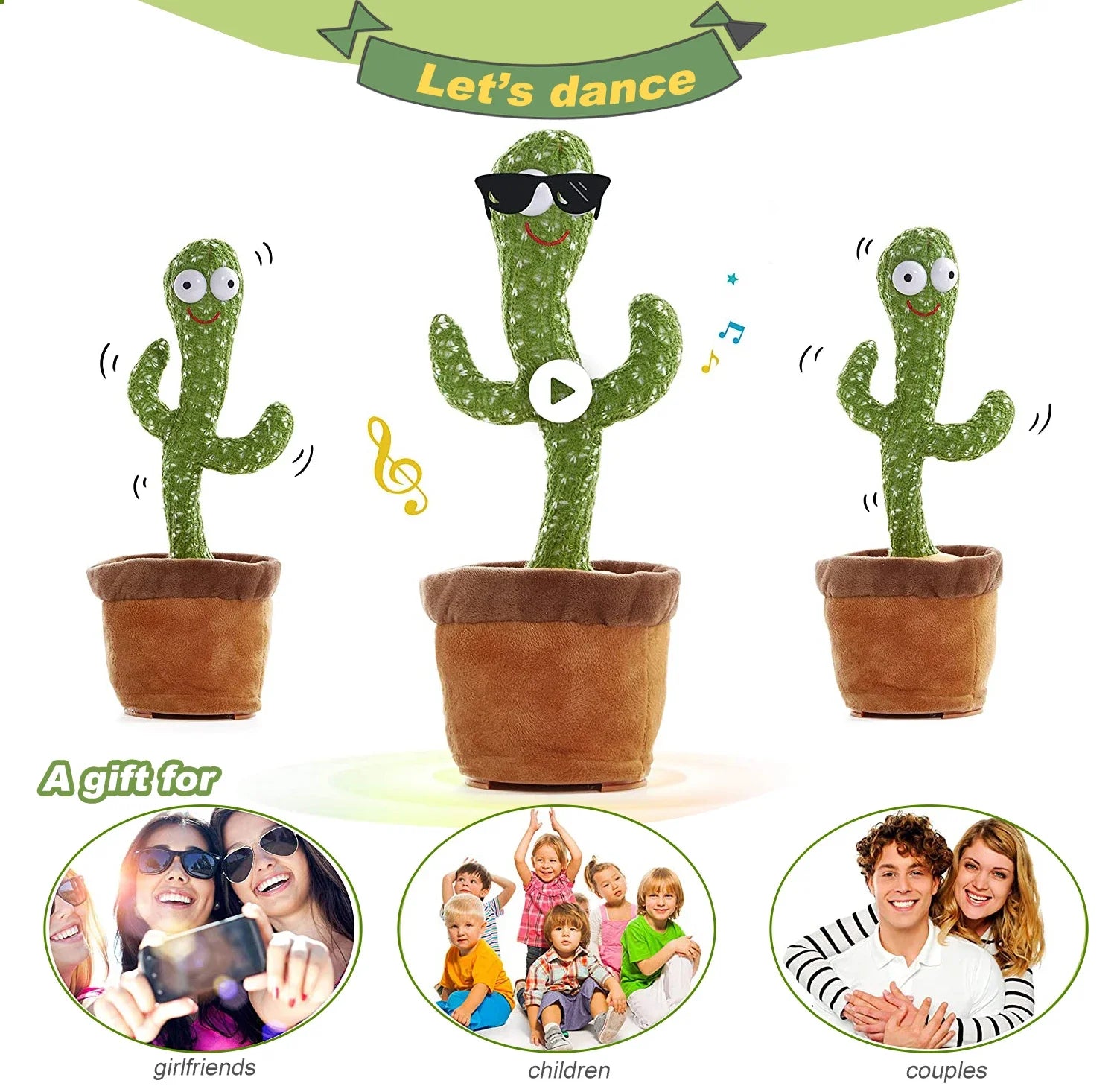 Rechargeable Dancer Cactus Glowing Dancing Electronic