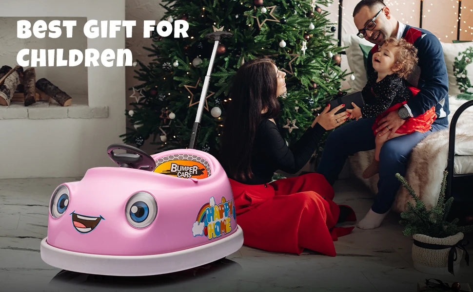 Electric Ride on Kids Bumper Car w/Remote Control,360 Degree Spin,Push Rod Rocker Horse Function,3-Speeds Babies & Toddlers Bump