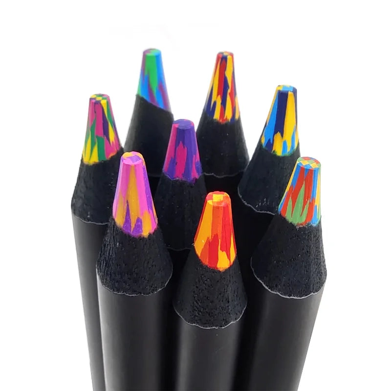 4pcs Pastel 7-Color Concentric Gradient Rainbow Pencil Set – Kawaii Stationery
