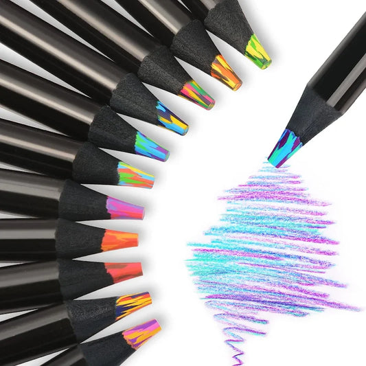 4pcs Pastel 7-Color Concentric Gradient Rainbow Pencil Set – Kawaii Stationery