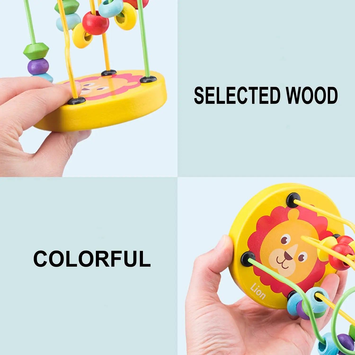 Circles Bead Wire Maze Roller Coaster for Children Montessori Wooden Toys