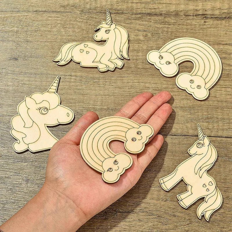 Unicorn Wooden Crafts DIY Painting Wood Slices Ornaments