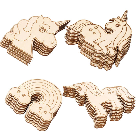 Unicorn Wooden Crafts DIY Painting Wood Slices Ornaments