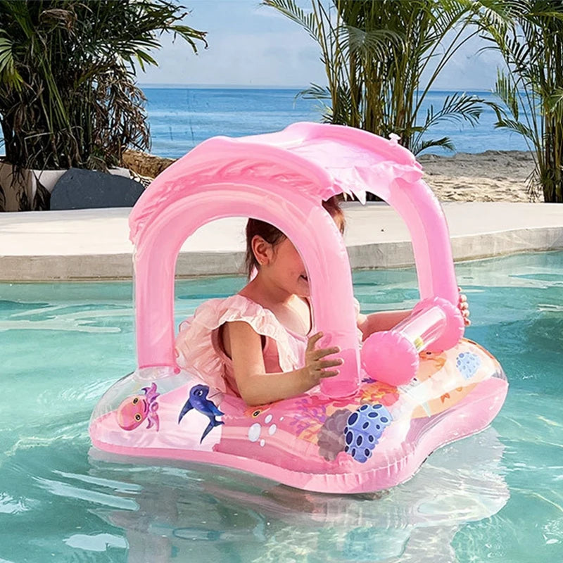 Inflatable Baby Swimming Float with Sun Canopy