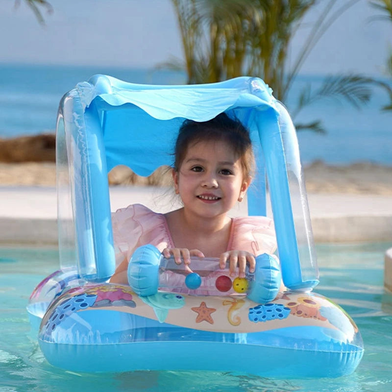 Inflatable Baby Swimming Float with Sun Canopy