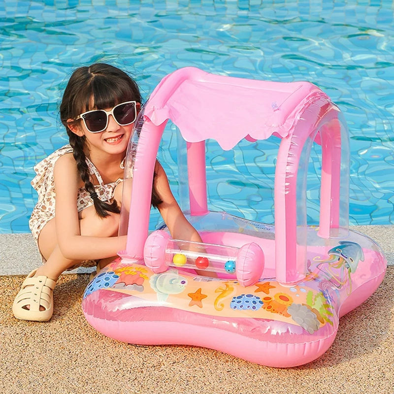 Inflatable Baby Swimming Float with Sun Canopy