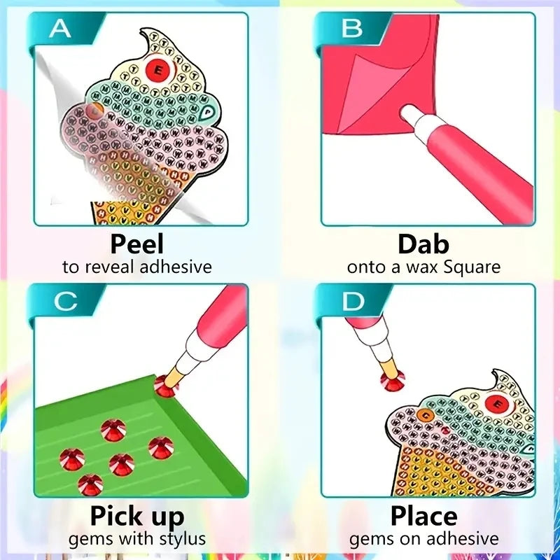 5D Children's Diamond Painting Sticker Craft Art Handmade DIY Cute Cartoon Animal Theme 6-12 Year Old Children's Gift