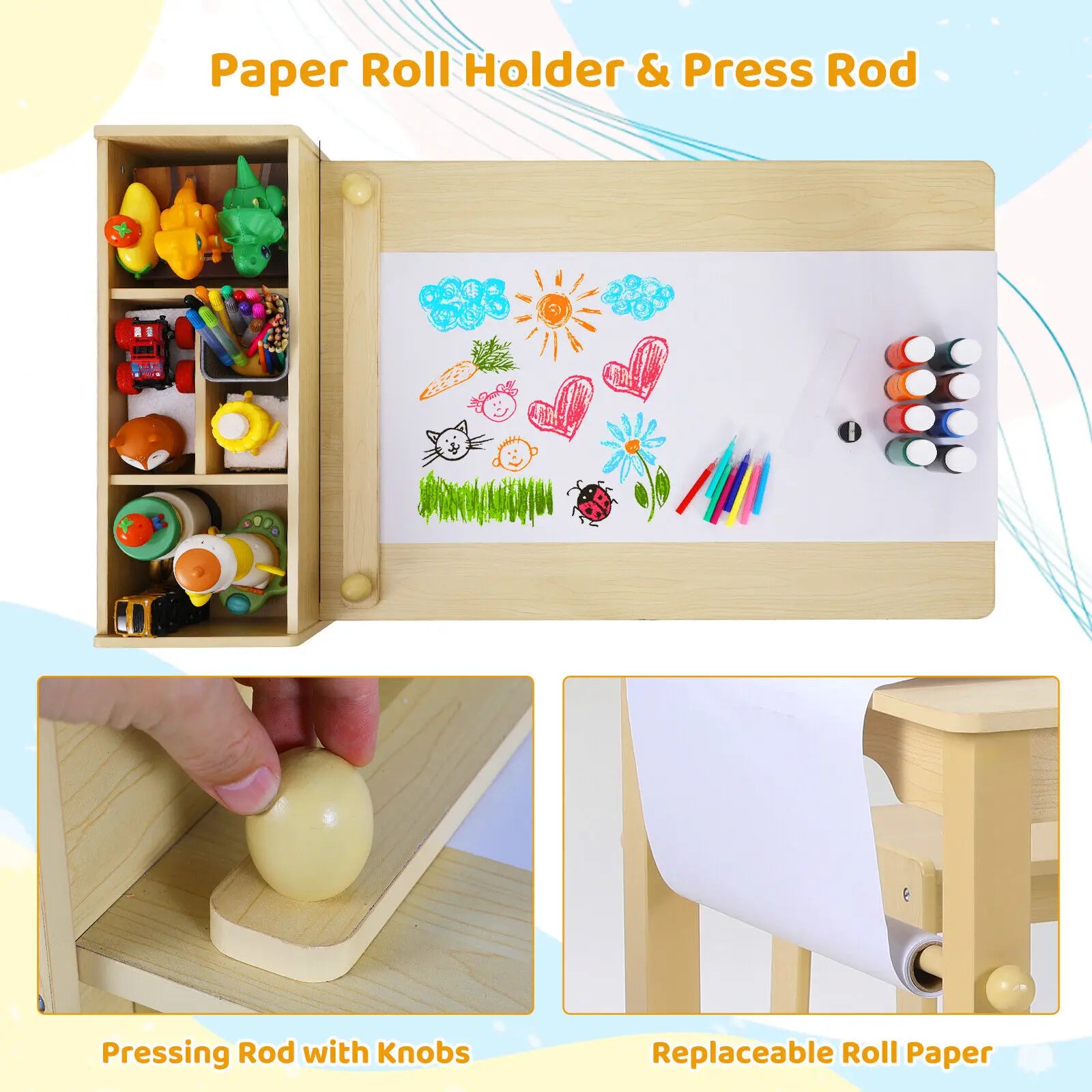 Kids Art Table and Chair Set with Storage and Accessories