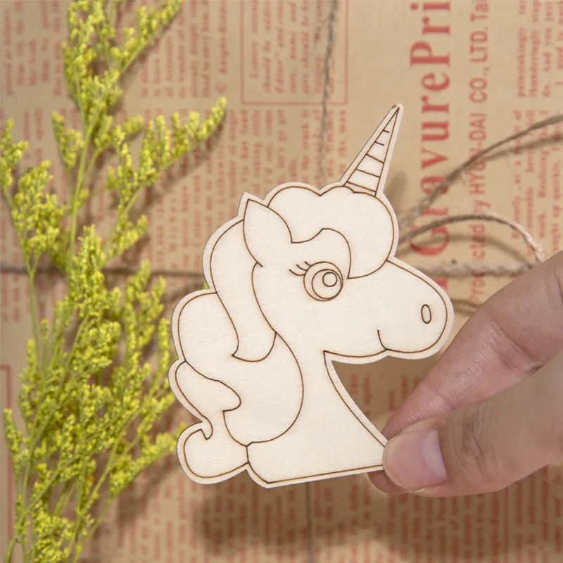 Unicorn Wooden Crafts DIY Painting Wood Slices Ornaments