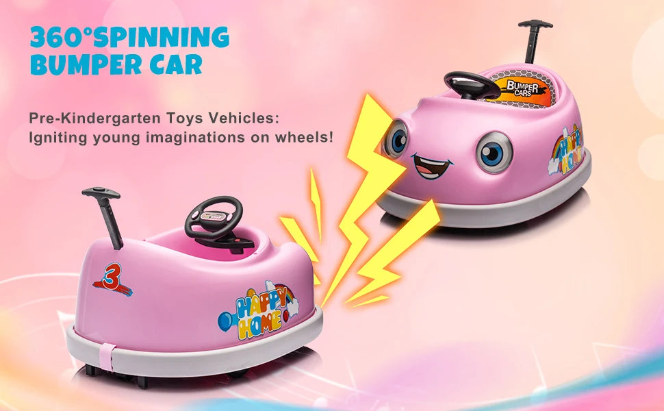 Electric Ride on Kids Bumper Car w/Remote Control,360 Degree Spin,Push Rod Rocker Horse Function,3-Speeds Babies & Toddlers Bump